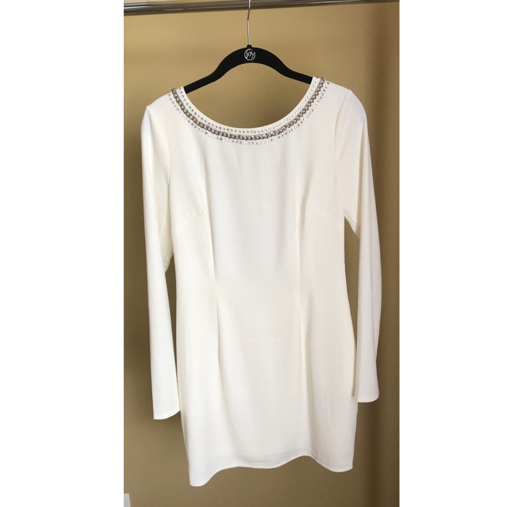 Ark & Co. white long sleeve open back dress